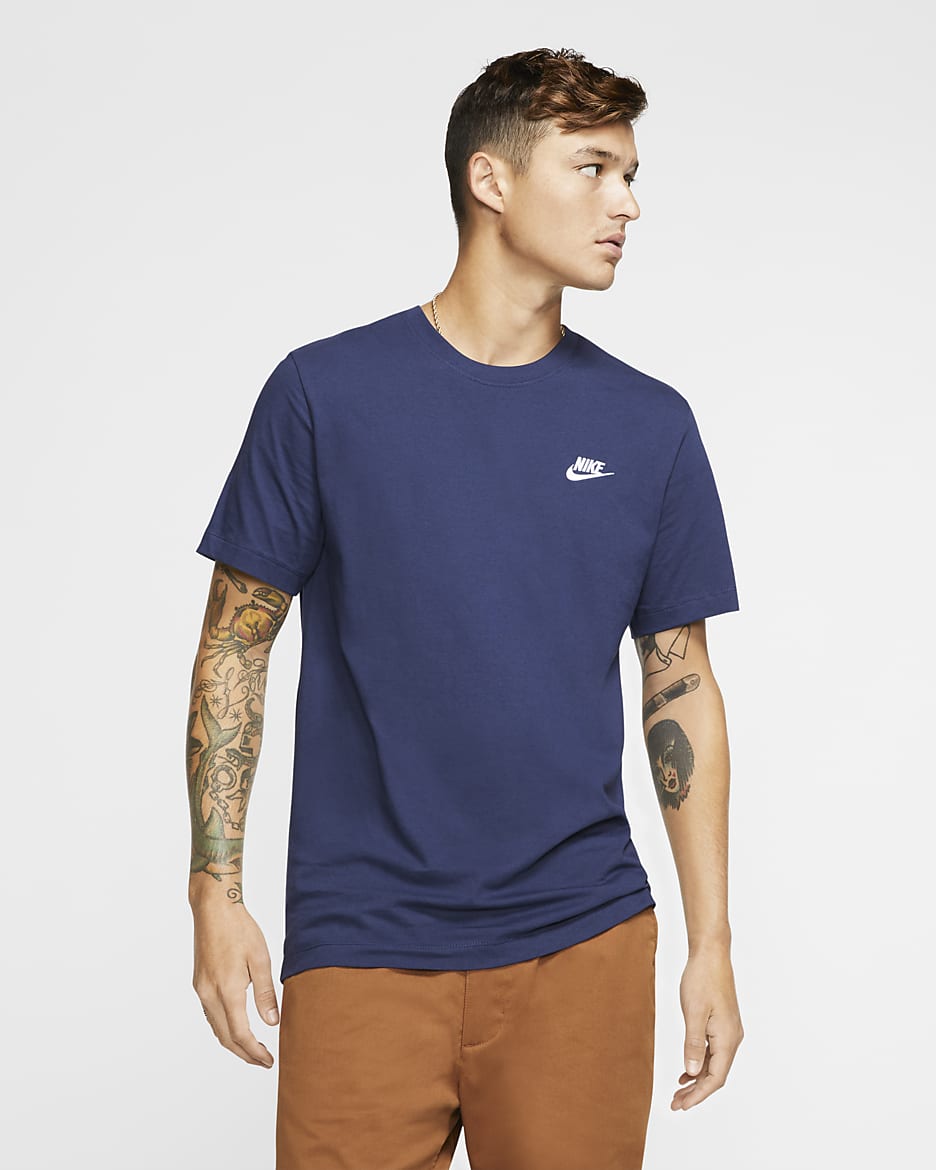 T-shirt Nike Sportswear Club pour Homme - Midnight Navy/Blanc