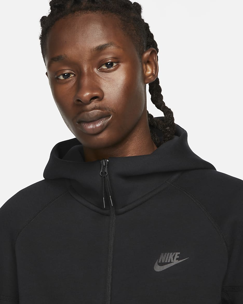 Huvtröja med hel dragkedja Nike Sportswear Tech Fleece Windrunner för män - Svart/Svart