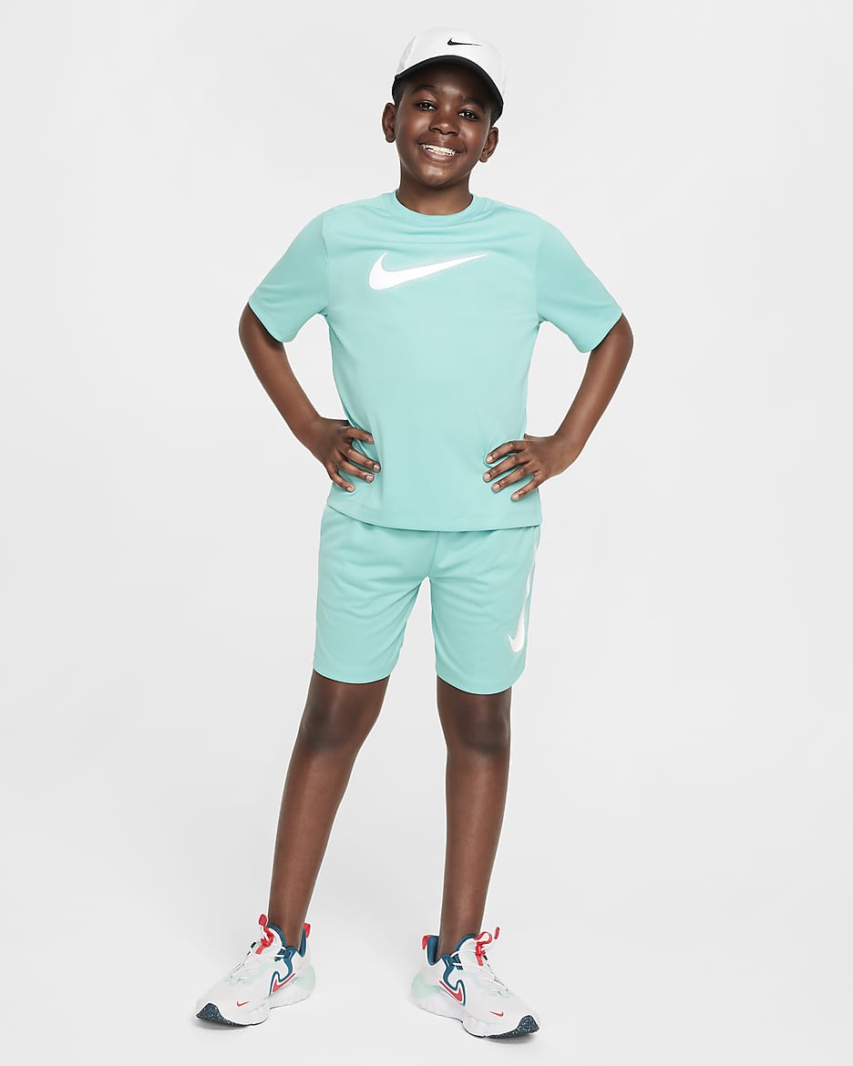 Nike Multi Older Kids' (Boys') Dri-FIT Graphic Training Top - Green Frost/White