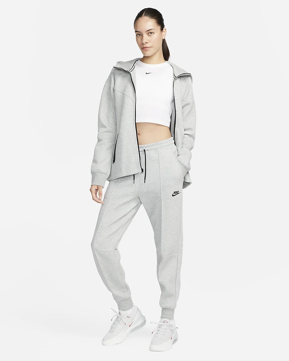 Pantalon de jogging taille mi-haute Nike Sportswear Tech Fleece pour femme - Dark Grey Heather/Noir