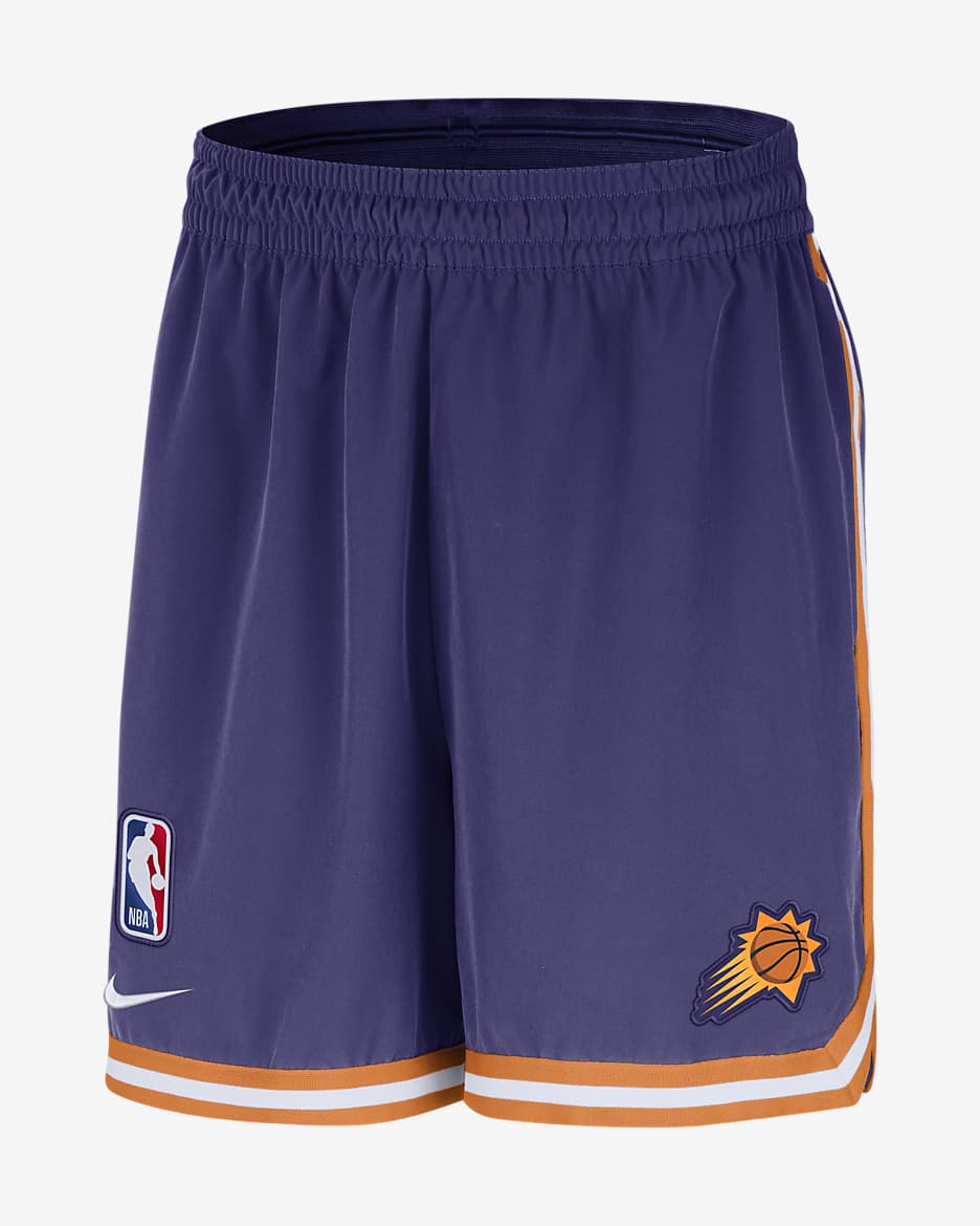 Shorts Nike Dri-FIT de la NBA de 15 cm para hombre Phoenix Suns DNA - Orquídea nuevo/Naranja arcilla/Blanco