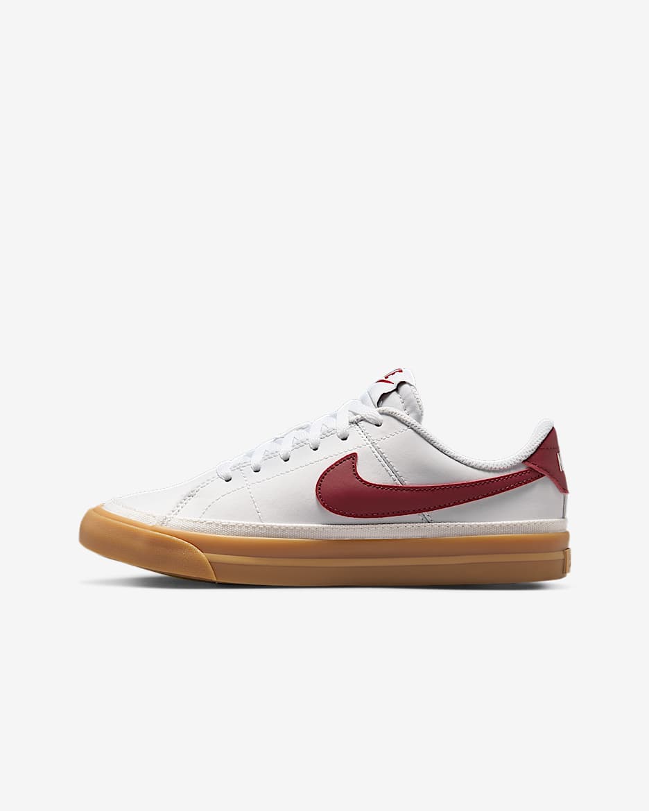 Nike Court Legacy Big Kids' Shoes - White/Gum Yellow/Team Red