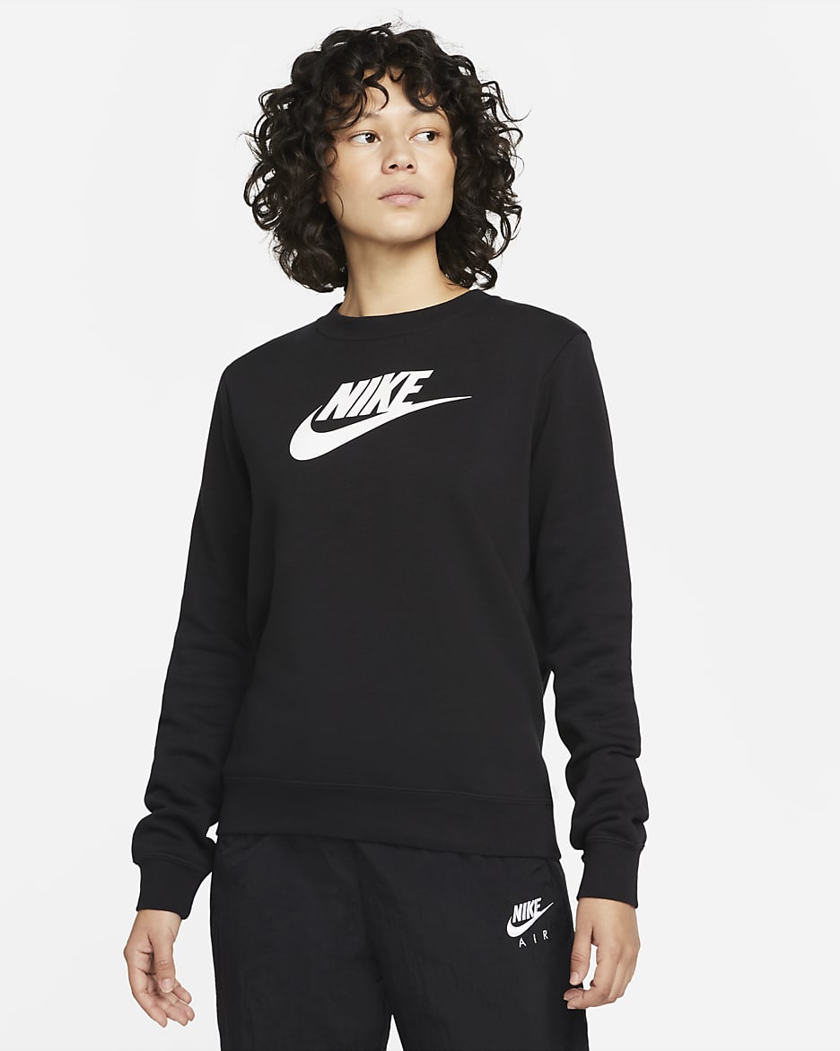 Nike Sportswear Club Fleece Women's Logo Crew-Neck Sweatshirt - Black/White