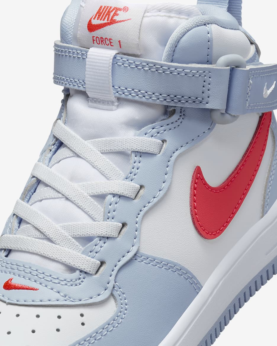 Chaussure Nike Force 1 Mid EasyOn pour enfant - Light Armory Blue/Blanc/Bright Crimson