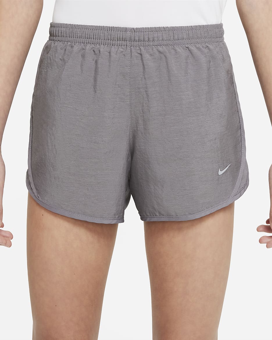 Nike Tempo Big Kids' (Girls') Dri-FIT Running Shorts - Gunsmoke/Heather/Wolf Grey