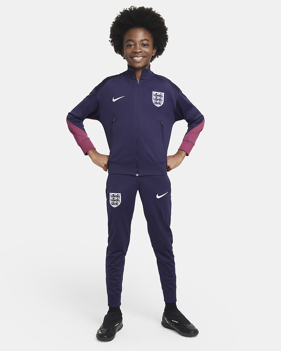 England Strike Older Kids' Nike Dri-FIT Football Knit Tracksuit - Purple Ink/Rosewood/White