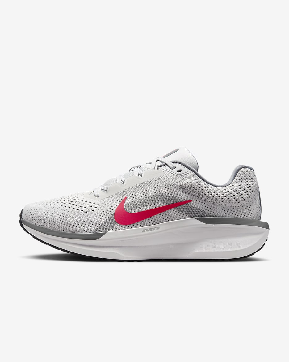 Nike Winflo 11 Men's Road Running Shoes - Photon Dust/Smoke Grey/Light Smoke Grey/Fire Red