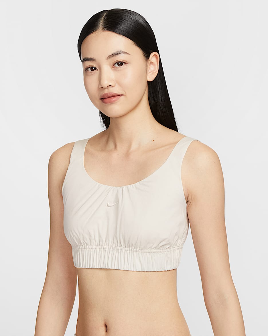 Nike Sportswear Chill Poplin 女款合身短版背心上衣 - Light Orewood Brown/Light Orewood Brown