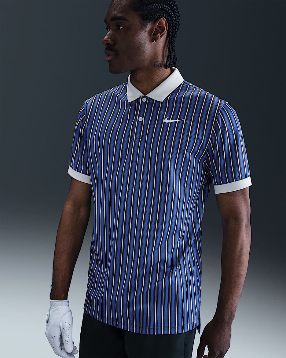 Polo de golf Dri-FIT para hombre Nike Victory+ - Azul cometa/Polvo fotón/Blanco