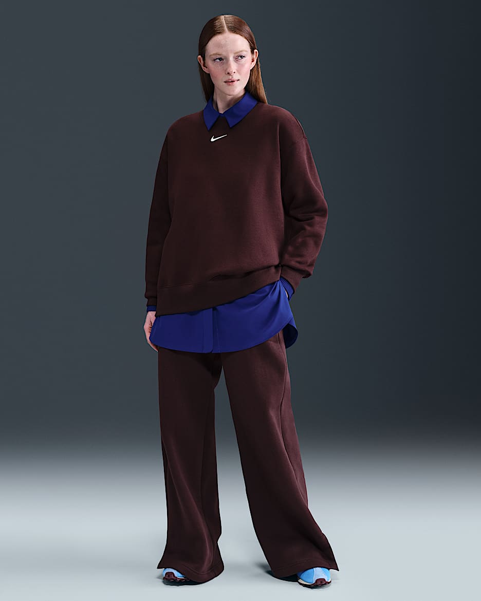 Nike Sportswear Phoenix Fleece Women's High-Waisted Wide-Leg Pants - Burgundy Crush/Sail