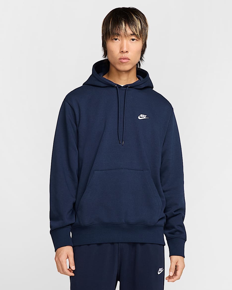 Nike Club hoodie van sweatstof voor heren - Obsidian/Obsidian/Wit