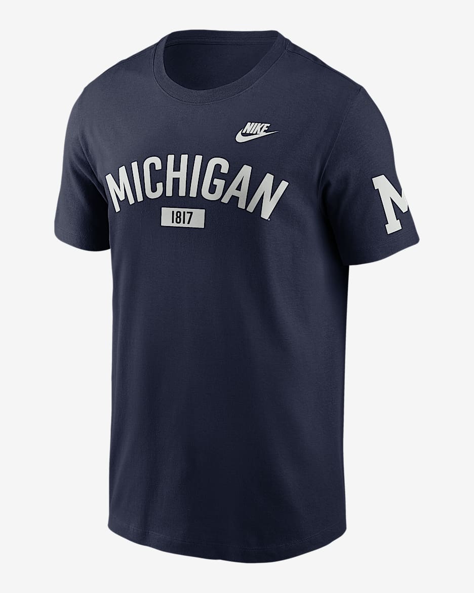 Michigan Legacy Arch 2-Hit Men's Nike College T-Shirt - College Navy