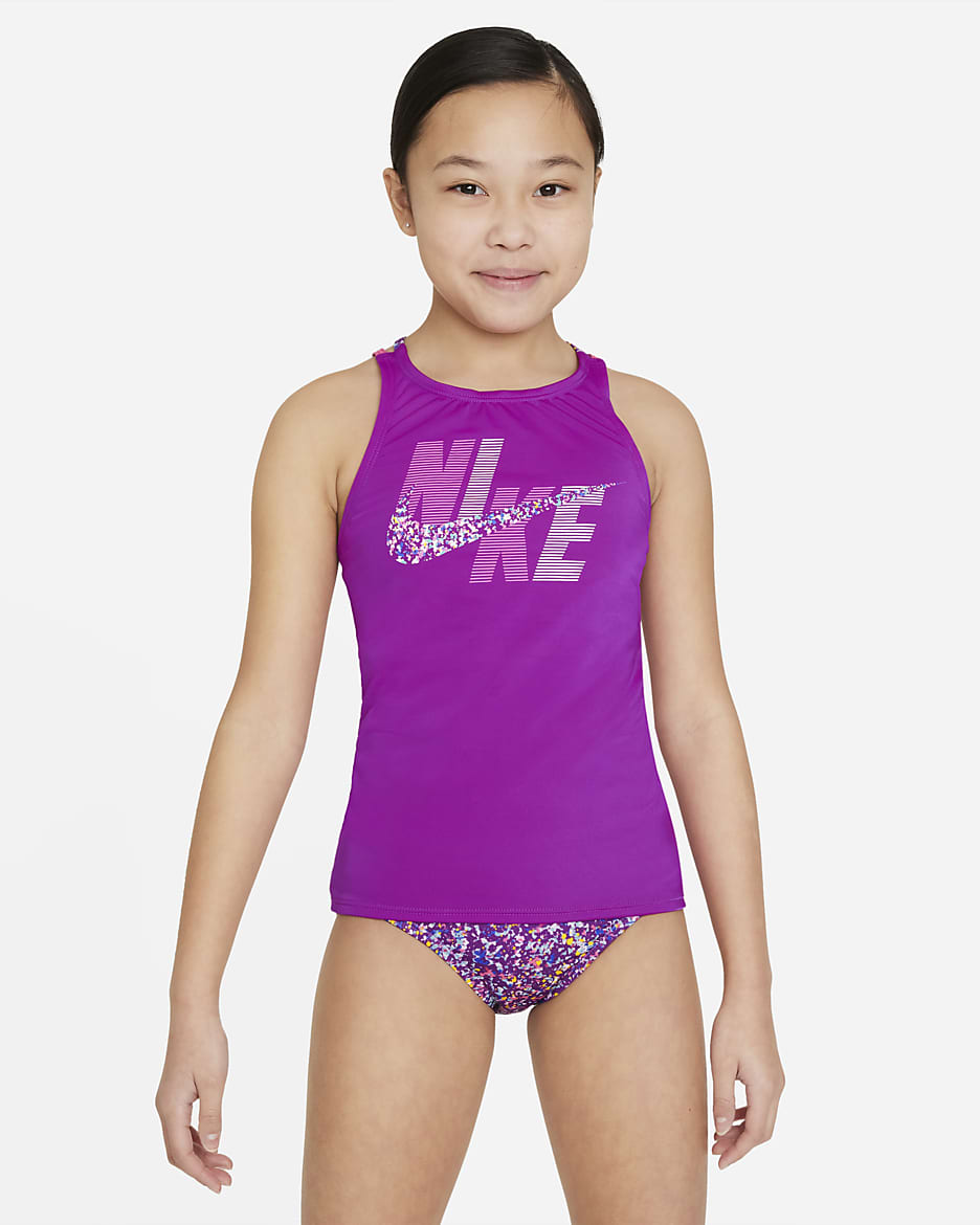 Nike Spiderback Big Kids' (Girls') Tankini - Vivid Purple