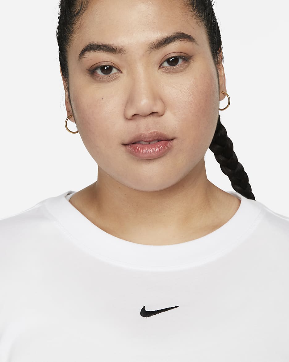 Nike Sportswear Essential Longsleeve für Damen (große Größe) - Weiß/Schwarz