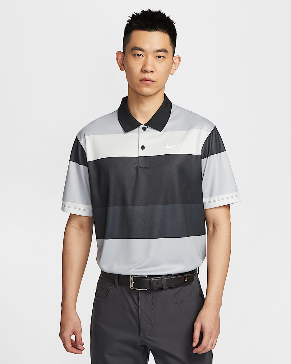 Nike Victory+ 男款 Dri-FIT 高爾夫球衫 - 黑色/白色