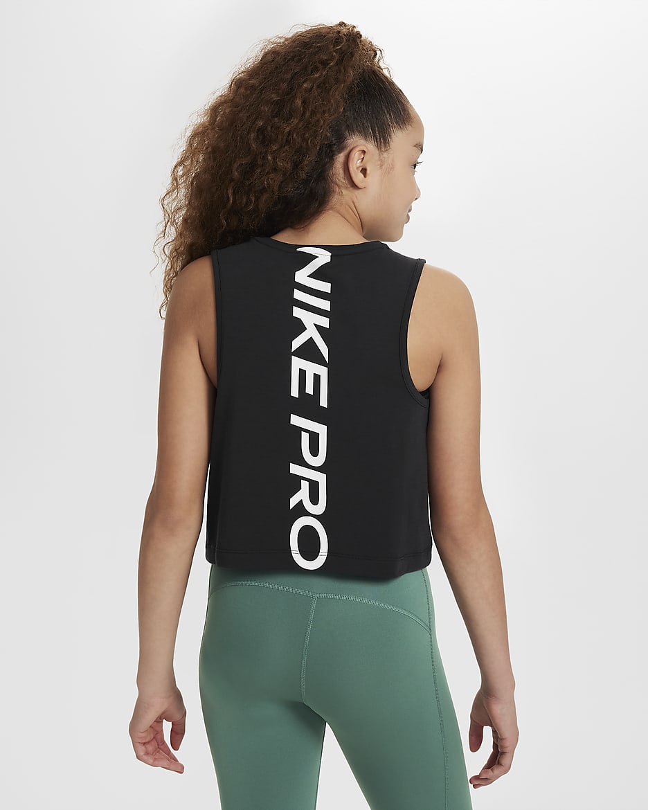 Nike Pro Camiseta de tirantes de entrenamiento Dri-FIT - Niña - Negro/Blanco