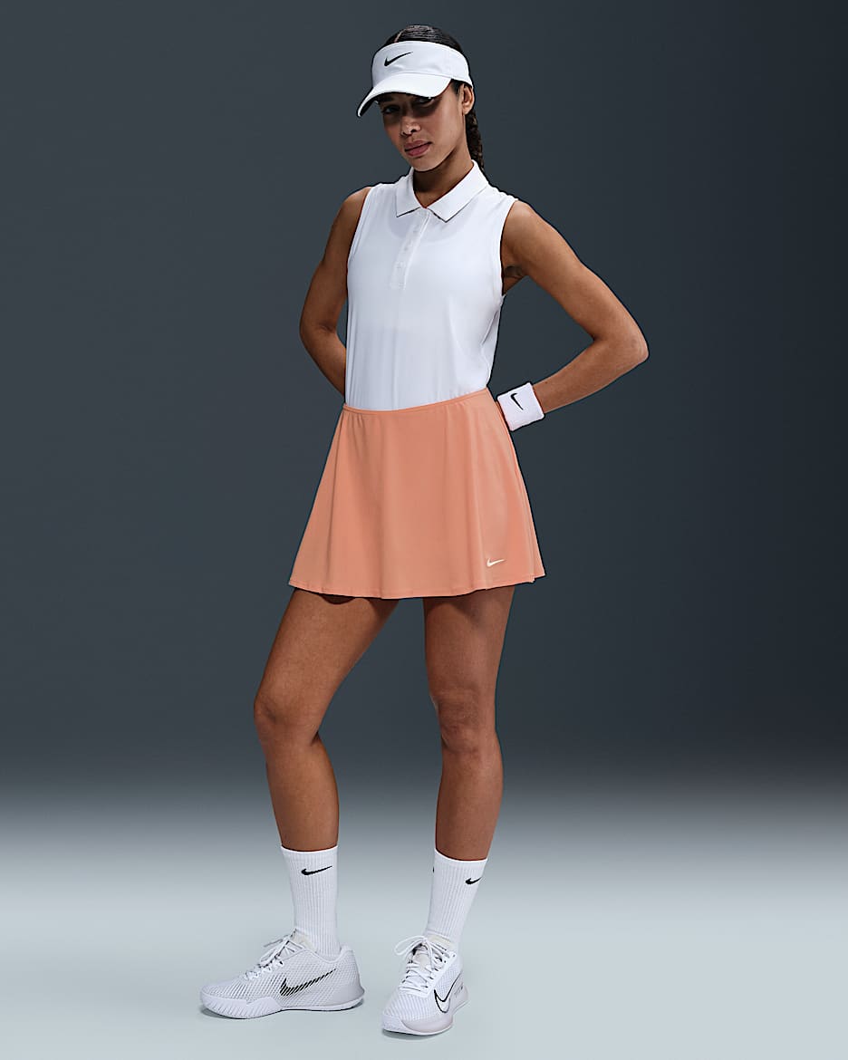 Falda de tenis Dri-FIT corta con volantes para mujer Nike Victory - Ágata melocotón/Blanco