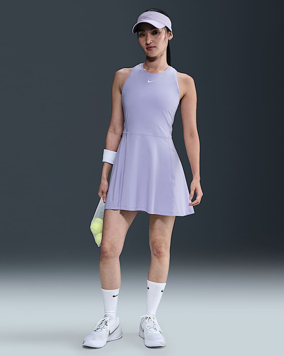 Nike Victory Dri-FIT Tenniskleid (Damen) - Lilac Ice/Weiß