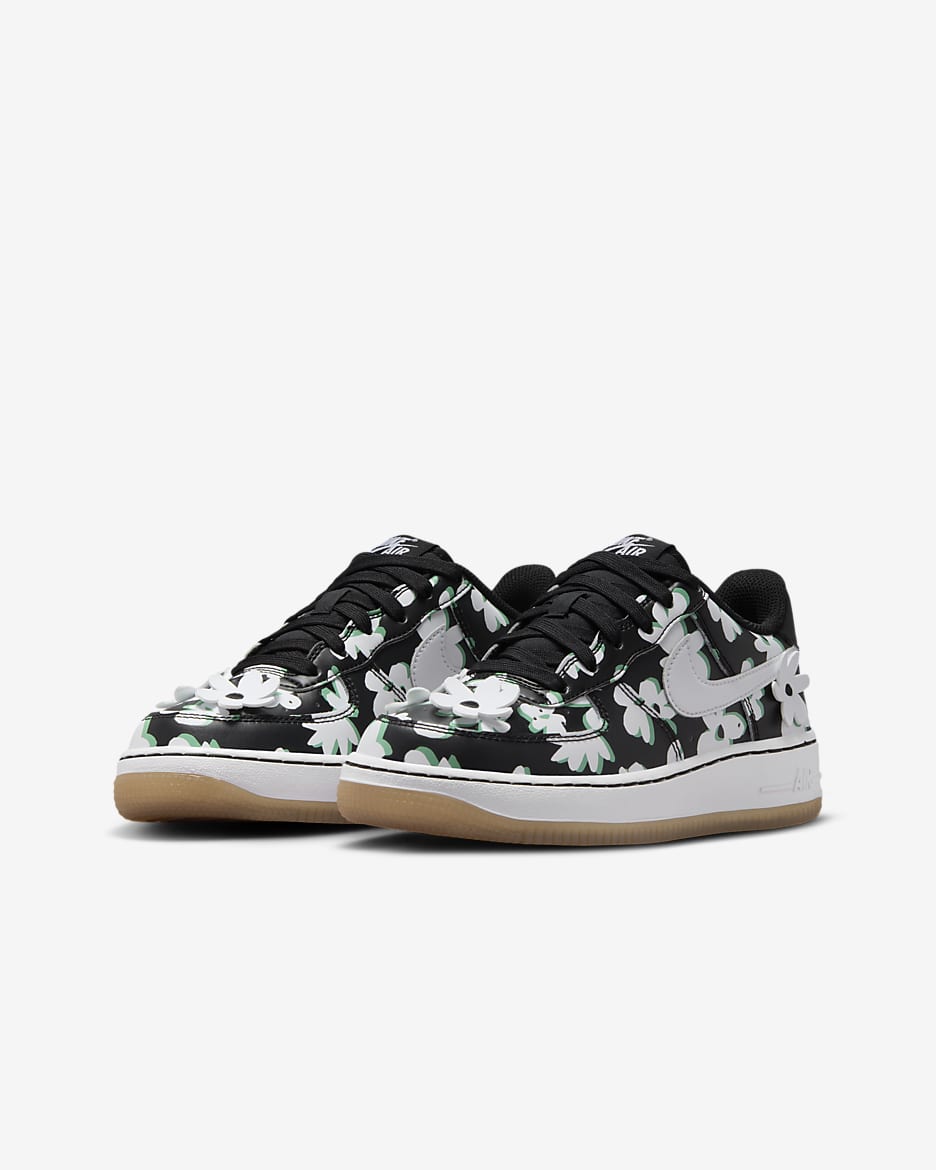 Nike Air Force 1 LV8 Older Kids' Shoes - Black/Spring Green/Gum Light Brown/White