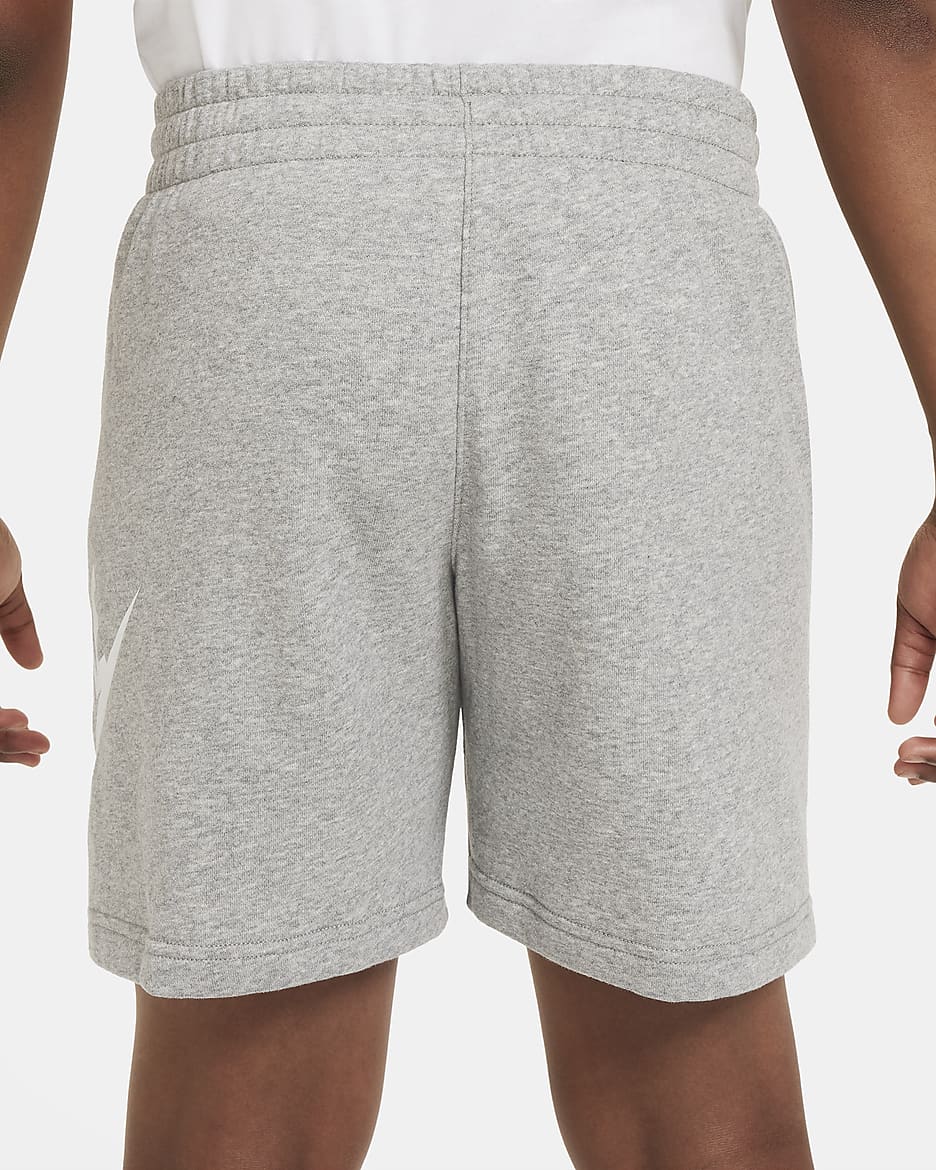 Nike Sportswear Club Fleece French-Terry-Shorts für ältere Kinder (erweiterte Größen) - Dark Grey Heather/Base Grey/Weiß