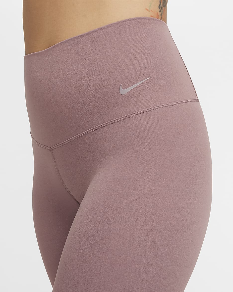 Leggings a 7/8 a vita alta e sostegno leggero Nike Zenvy – Donna - Smokey Mauve/Nero