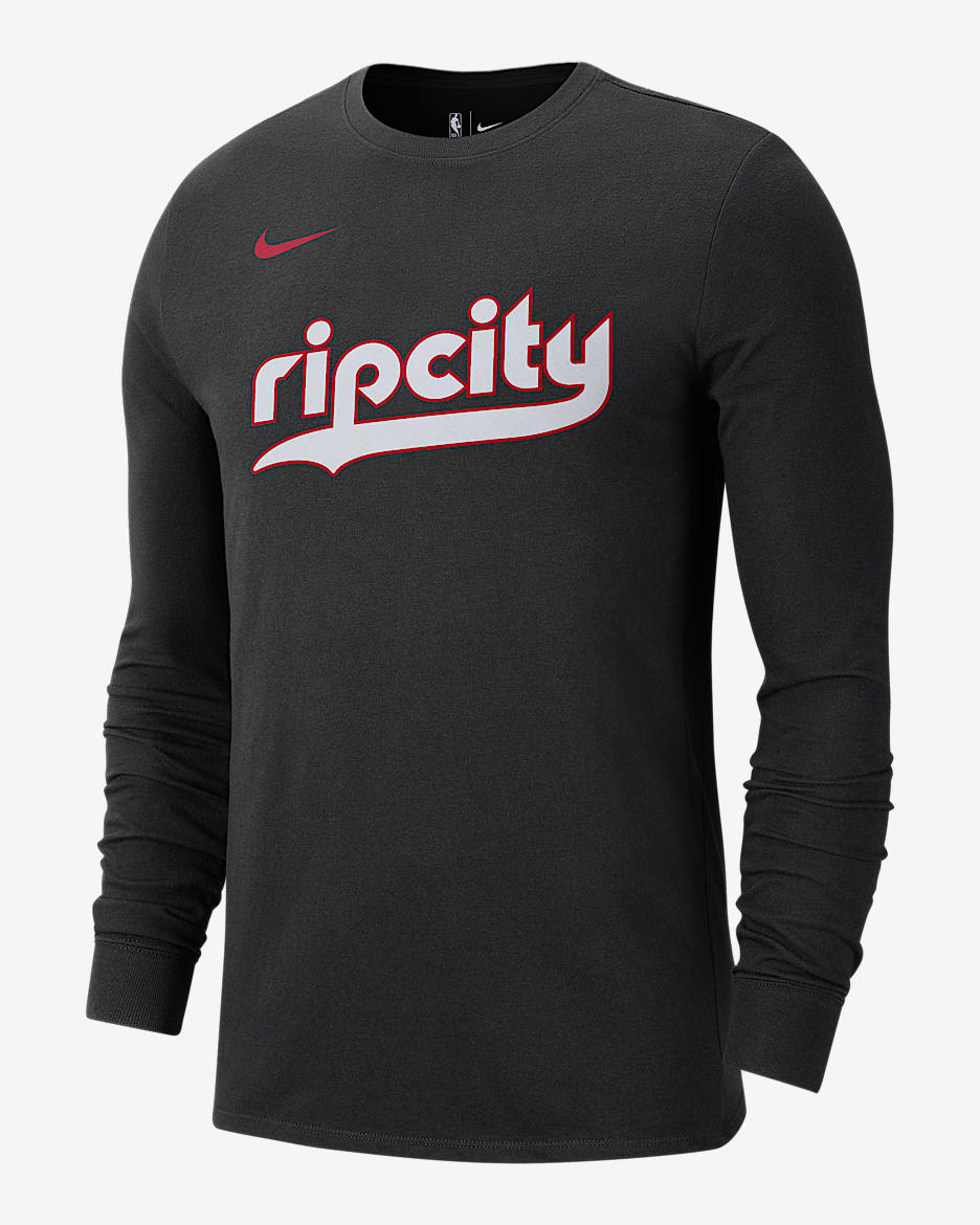 Playera de manga larga Nike de la NBA para hombre Portland Trail Blazers Essential City Edition - Negro