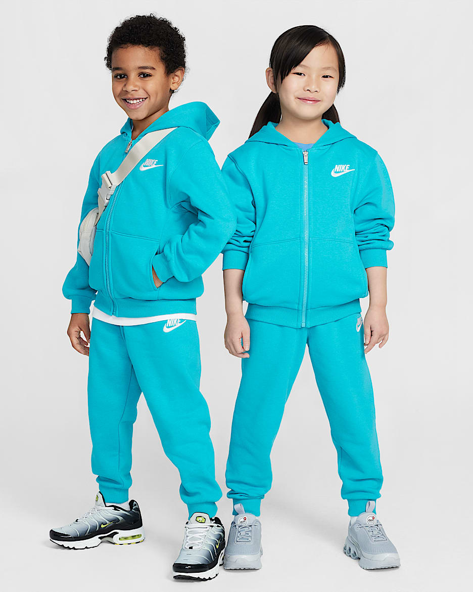 Conjunto de dos piezas de sudadera con gorro para niños talla pequeña Nike Full-Zip Club Set - Cactus empolvado