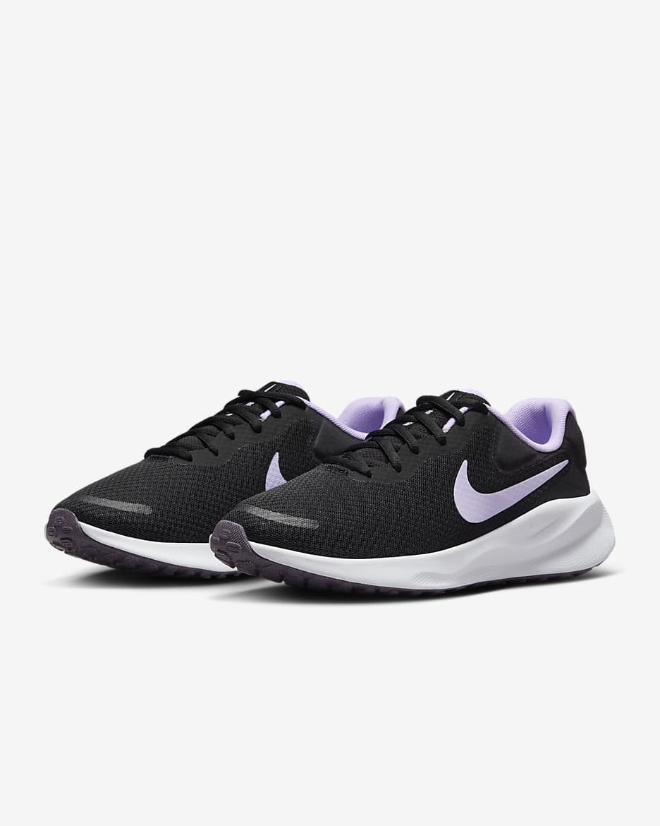 Nike Revolution 7 Women's Road Running Shoes - Black/White/Daybreak/Lilac Bloom