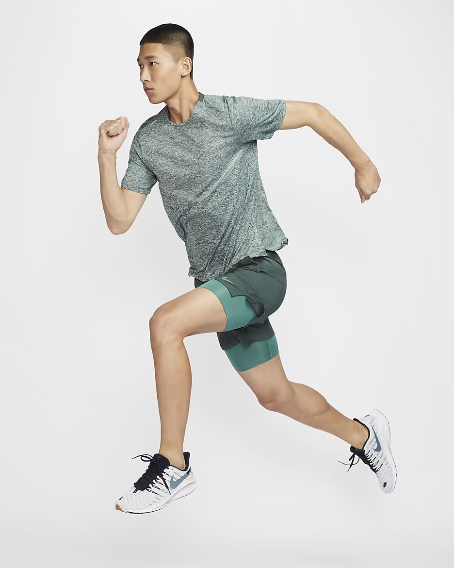 Nike Dri-FIT Rise 365 男款短袖跑步上衣 - Vintage Green/Heather