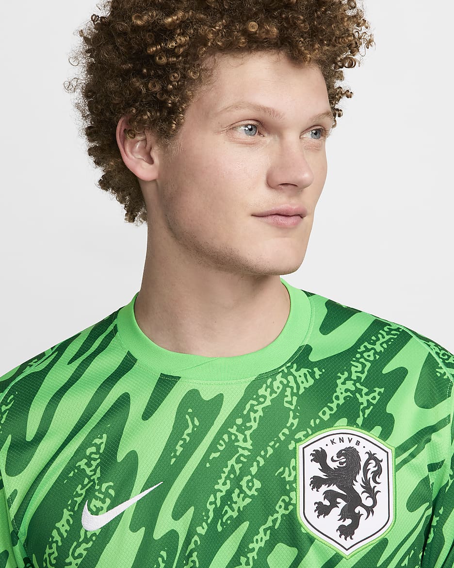 Netherlands (Men's Team) 2024/25 Stadium Goalkeeper Nike Replika-Fußballtrikot mit Dri-FIT-Technologie für Herren - Green Spark/Pine Green/Weiß