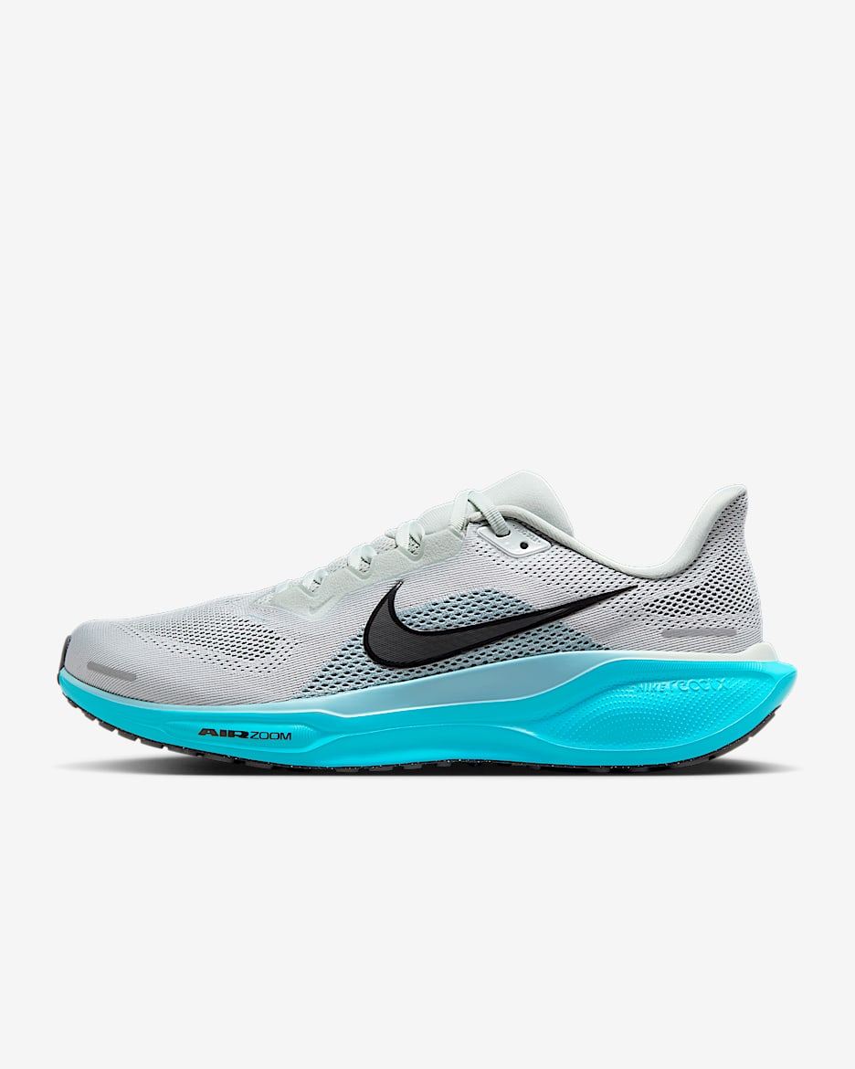 Nike Pegasus 41 Men's Road Running Shoes - Light Silver/Denim Turquoise/Dusty Cactus/Black