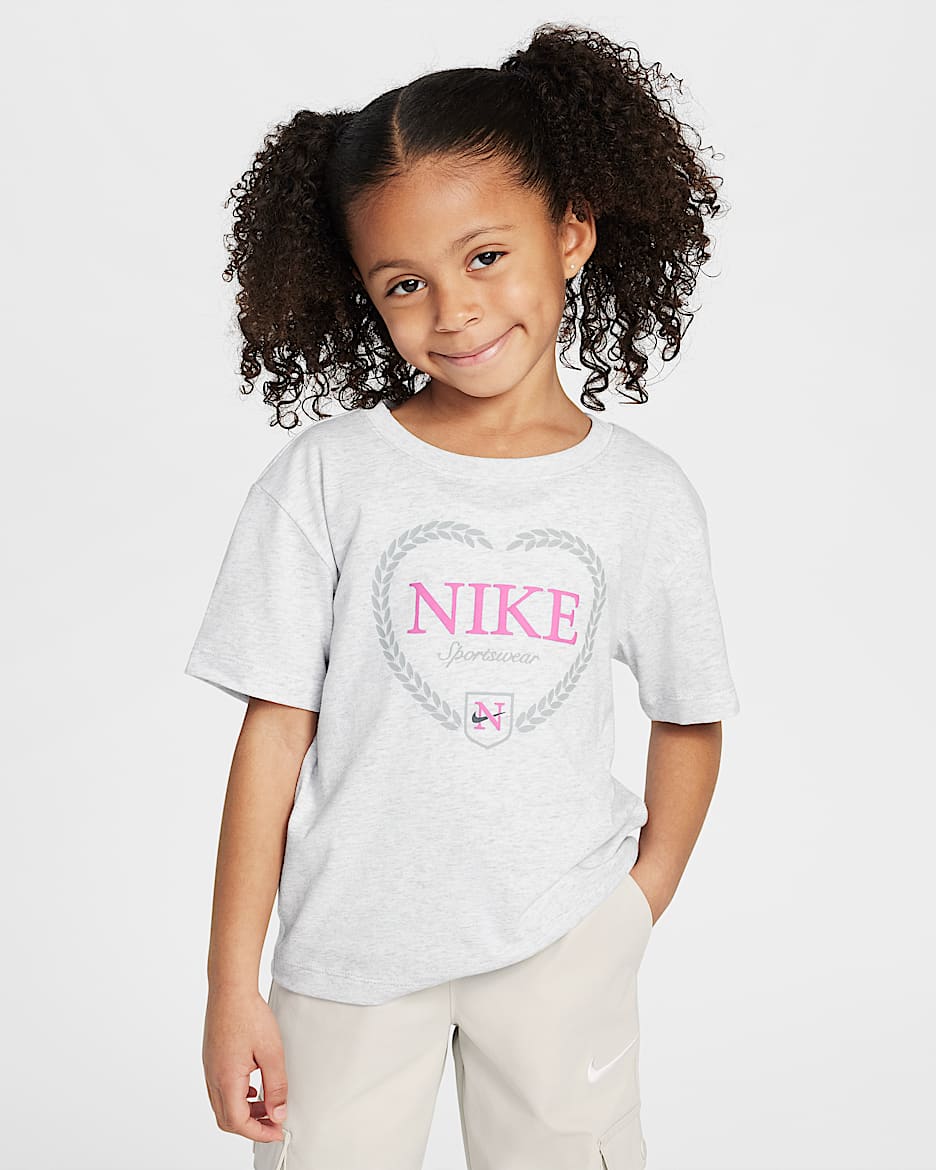 Nike Little Kids' Game, Swoosh, Match Boxy T-Shirt - Birch Heather
