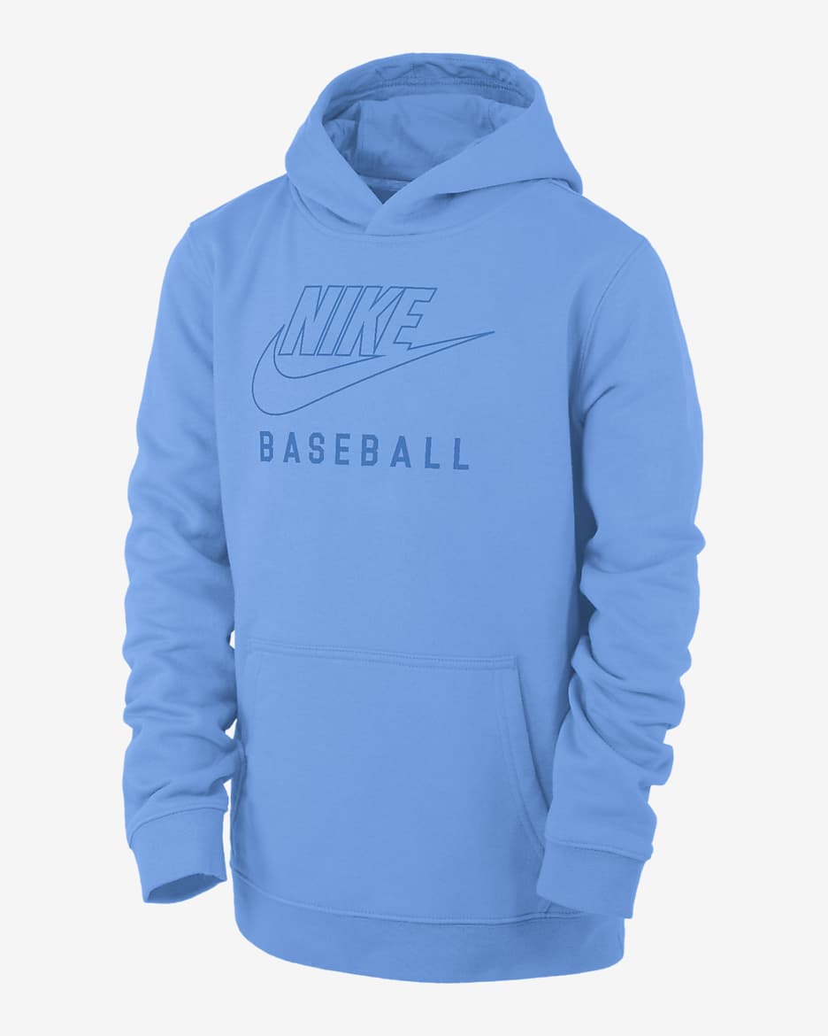 Nike Swoosh Club Fleece Big Kids' Baseball Pullover Hoodie - University Blue