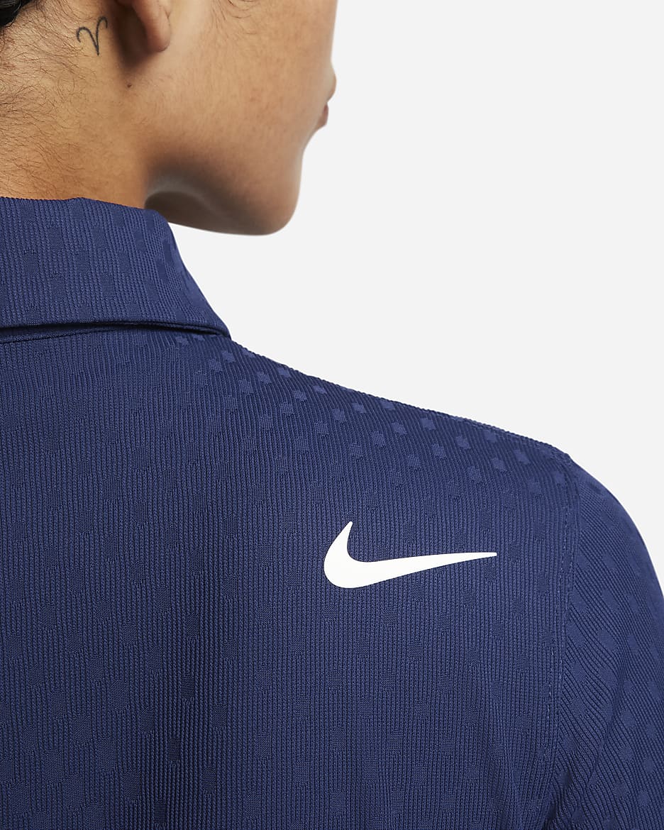 Polo de golf à manches courtes Dri-FIT ADV Nike Tour pour femme - Midnight Navy/Blanc