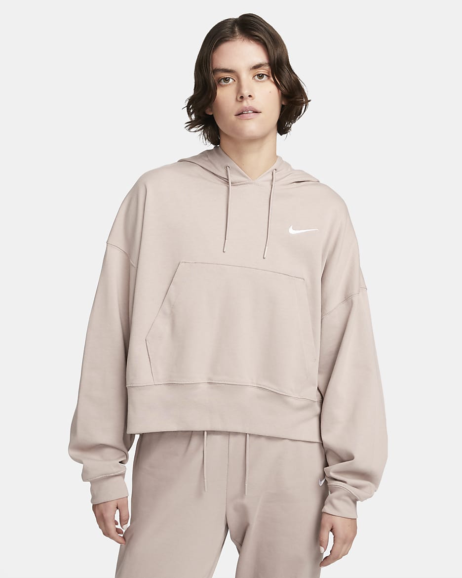 Nike Sportswear Women's Oversized Jersey Pullover Hoodie - Diffused Taupe/White