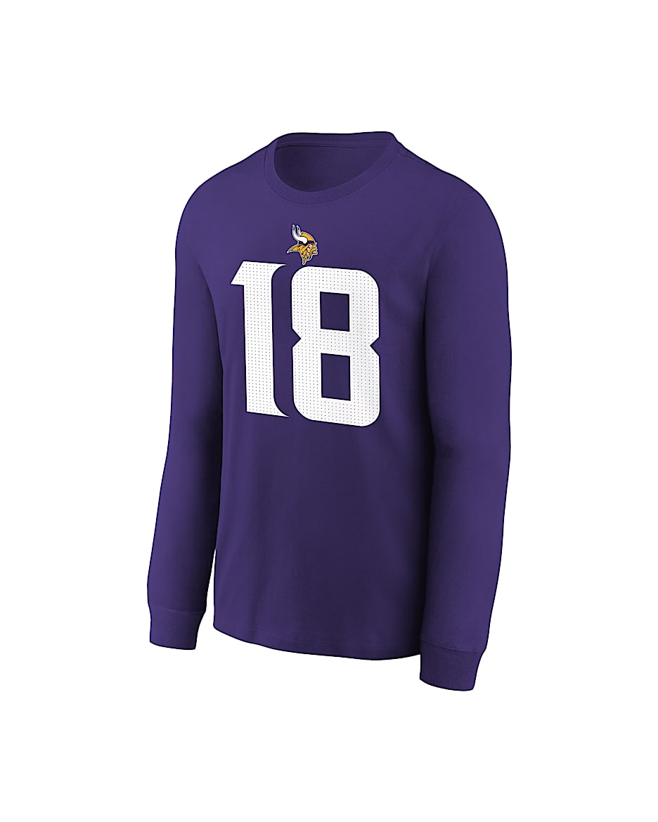Minnesota Vikings Justin Jefferson Big Kids' Long-Sleeve NFL T-Shirt - Purple
