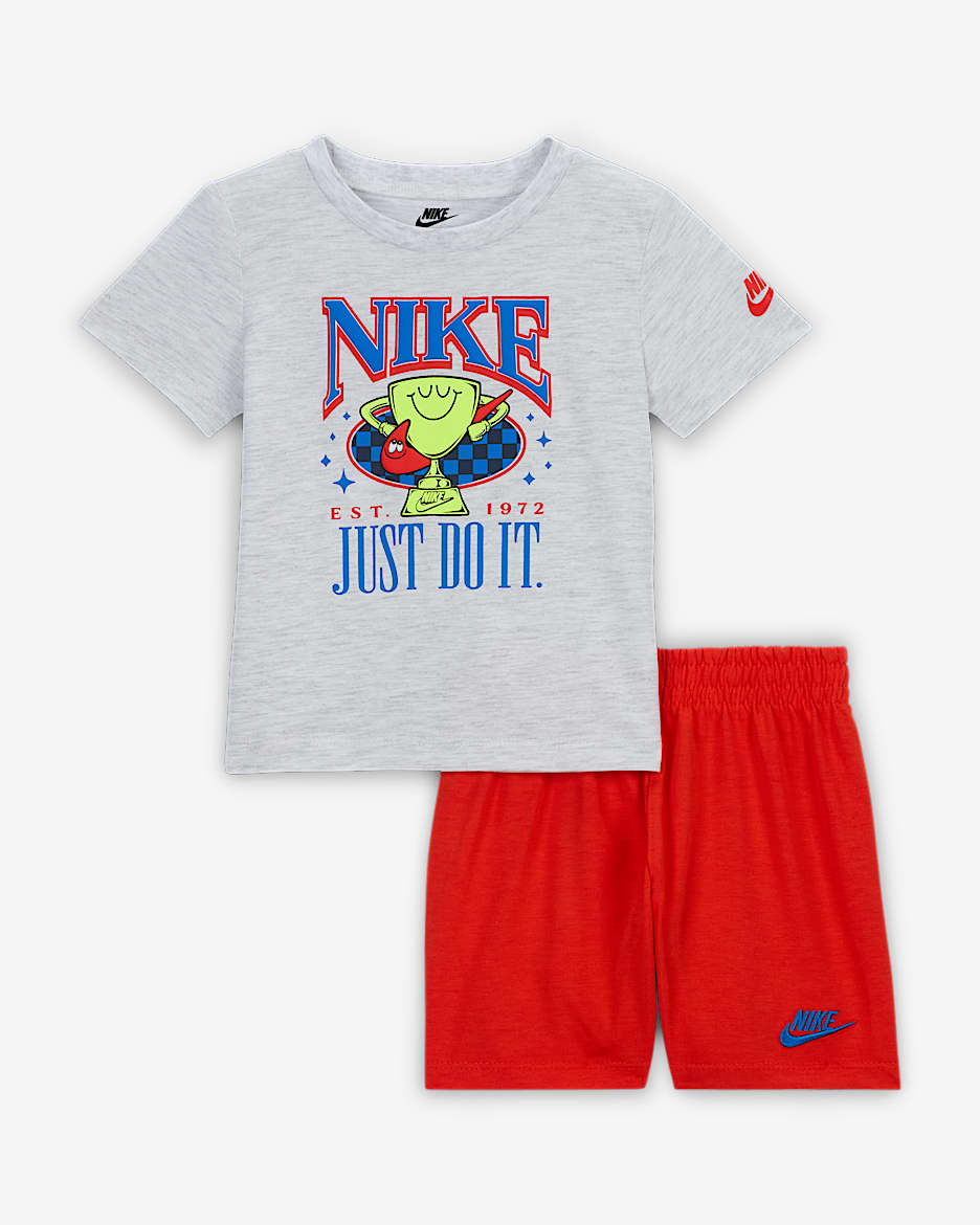 Nike Ace Your Game Baby (12-24M) Jersey T-Shirt and Shorts Set - Picante Red