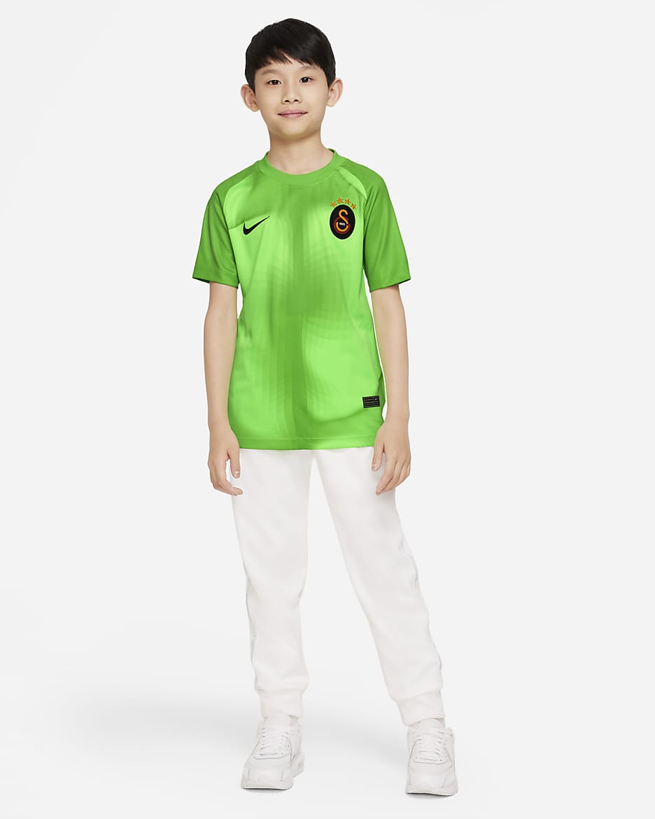 Galatasaray 2022/23 Goalkeeper Older Kids' Nike Dri-FIT Short-Sleeve Football Top - Green Strike/Mean Green/Black