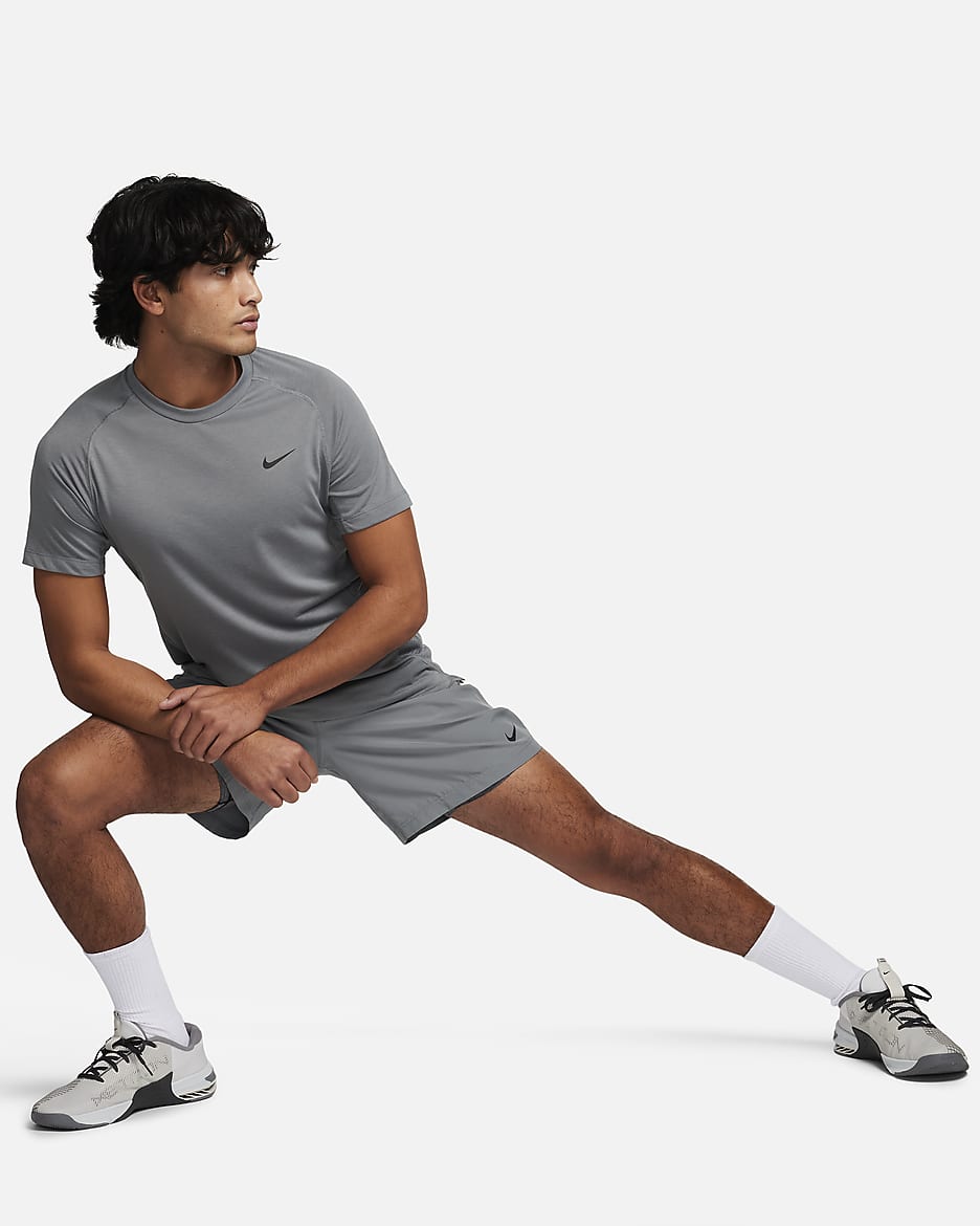 Haut de fitness à manches courtes Dri-FIT Nike Flex Rep pour homme - Smoke Grey/Noir