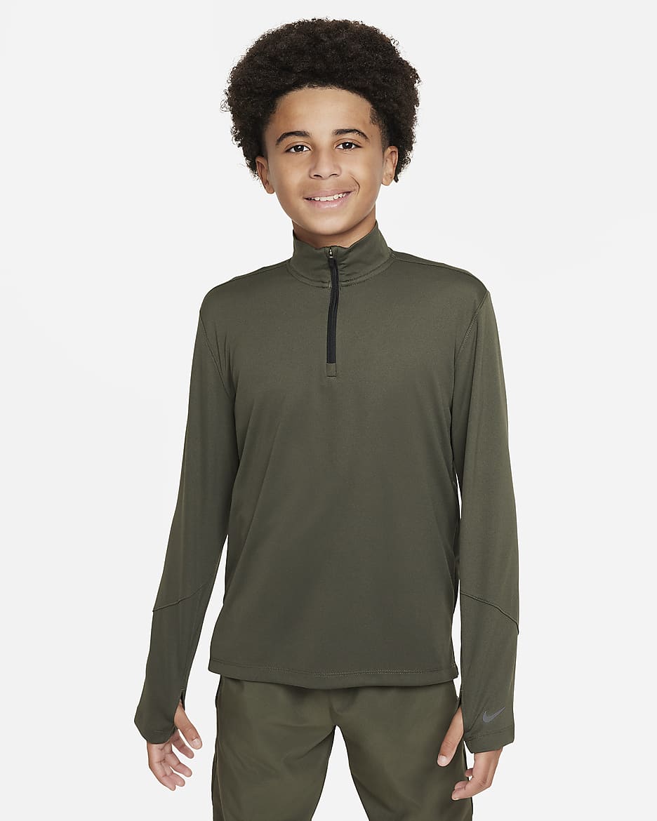 Nike Multi Older Kids' (Boys') Dri-FIT UV Long-Sleeve 1/2-Zip Top - Cargo Khaki