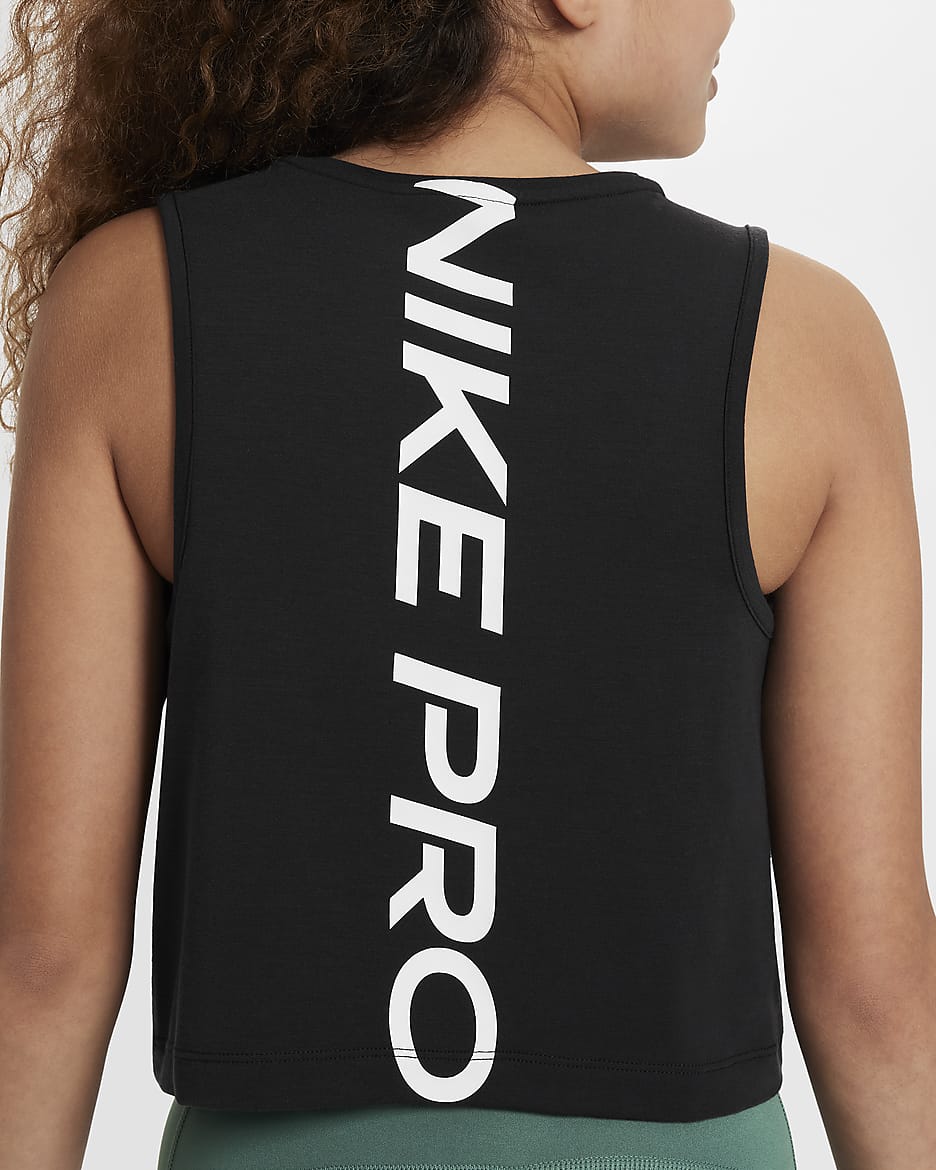 Nike Pro Dri-FIT trainingstanktop voor meisjes - Zwart/Wit