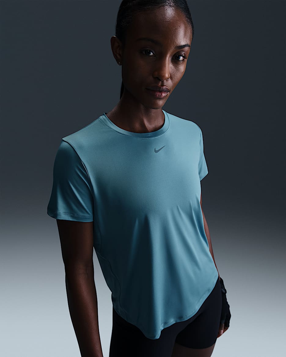 Nike One Classic Women's Dri-FIT Short-Sleeve Top - Smoky Blue/Black