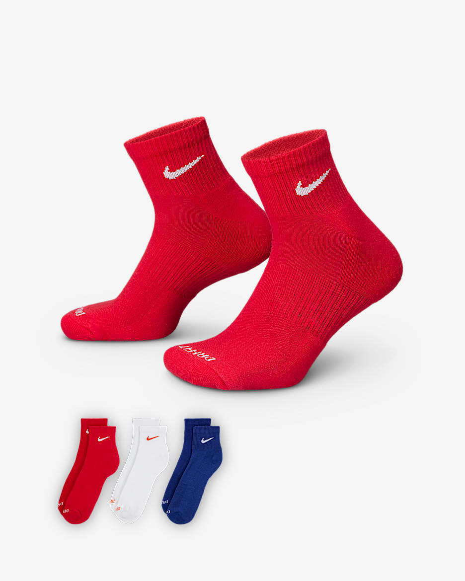 Nike Everyday Plus Cushioned Training Ankle Socks (3 Pairs) - Multi-Color