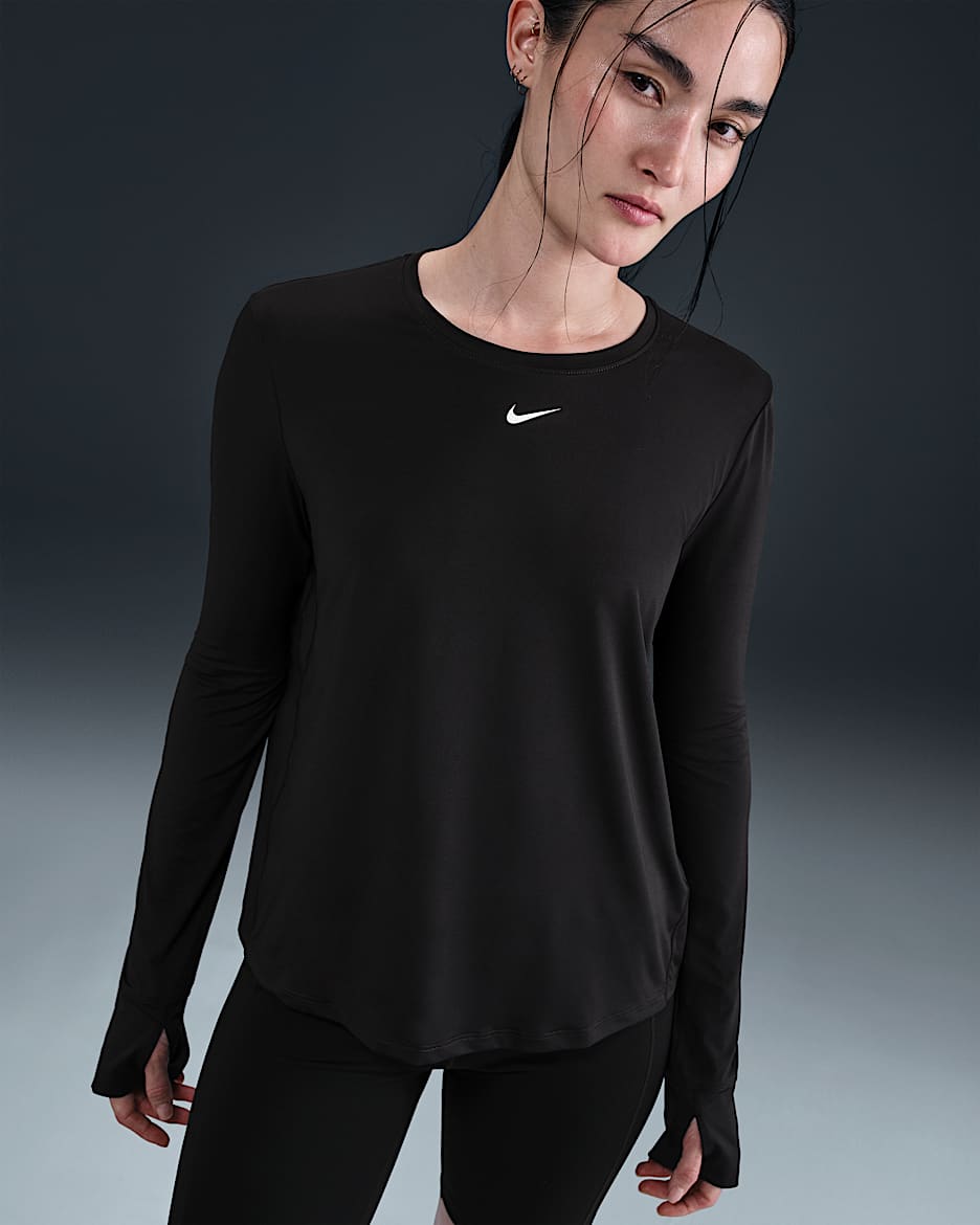 Nike One Classic Dri-FIT hosszú ujjú női felső - Fekete/Fehér