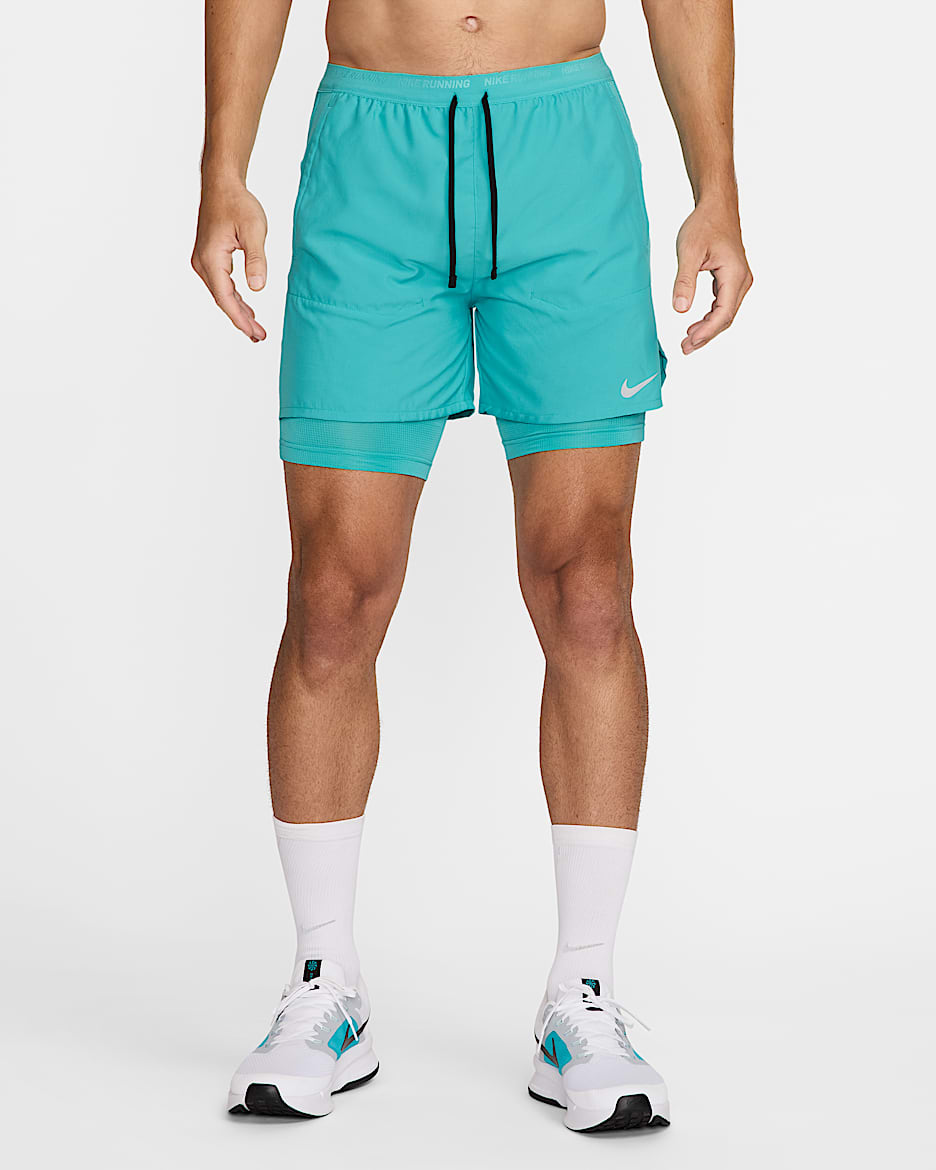 Nike Stride Dri-FIT hybride hardloopshorts voor heren (13 cm) - Dusty Cactus/Dusty Cactus/Zwart