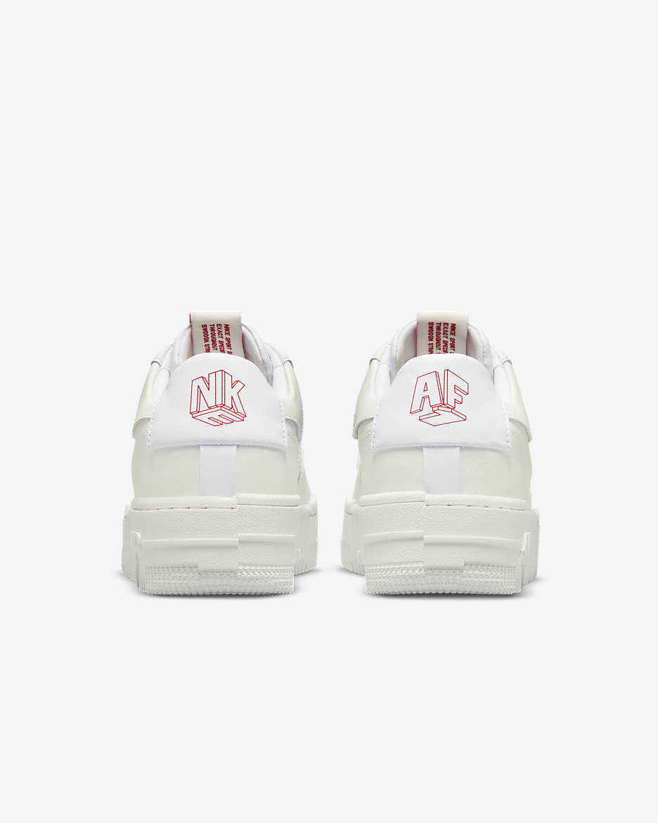 Nike Air Force 1 Pixel 女鞋 - 白色/University Red/Summit White/Summit White