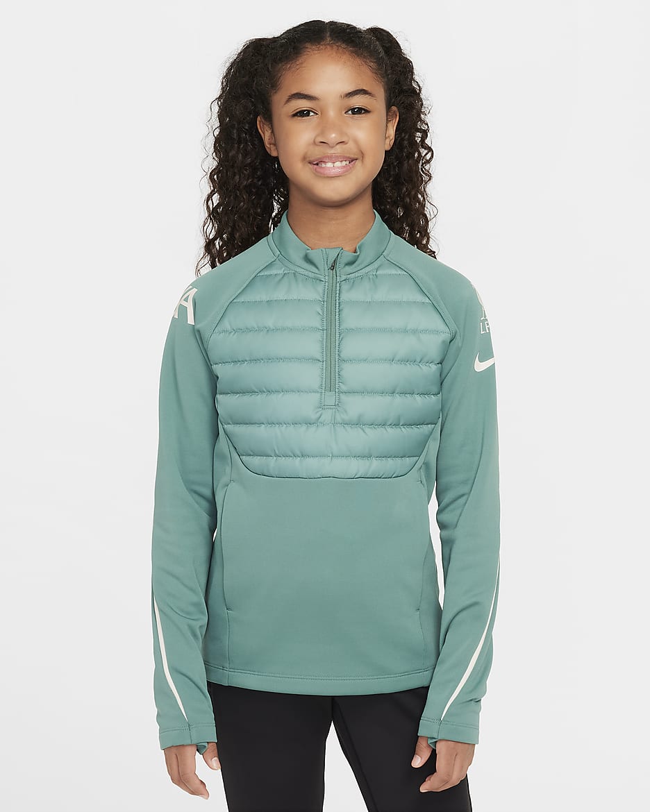 Liverpool F.C. Academy Winter Warrior Older Kids' Nike Therma-FIT Football Drill Top - Bicoastal/Light Orewood Brown/Light Orewood Brown