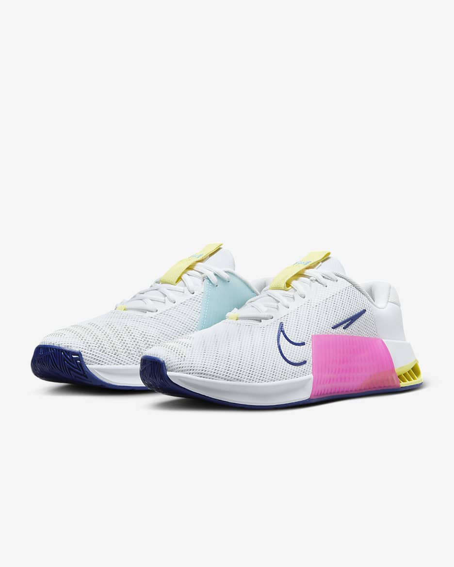 Nike Metcon 9 Women's Workout Shoes - White/Deep Royal Blue/Fierce Pink/White