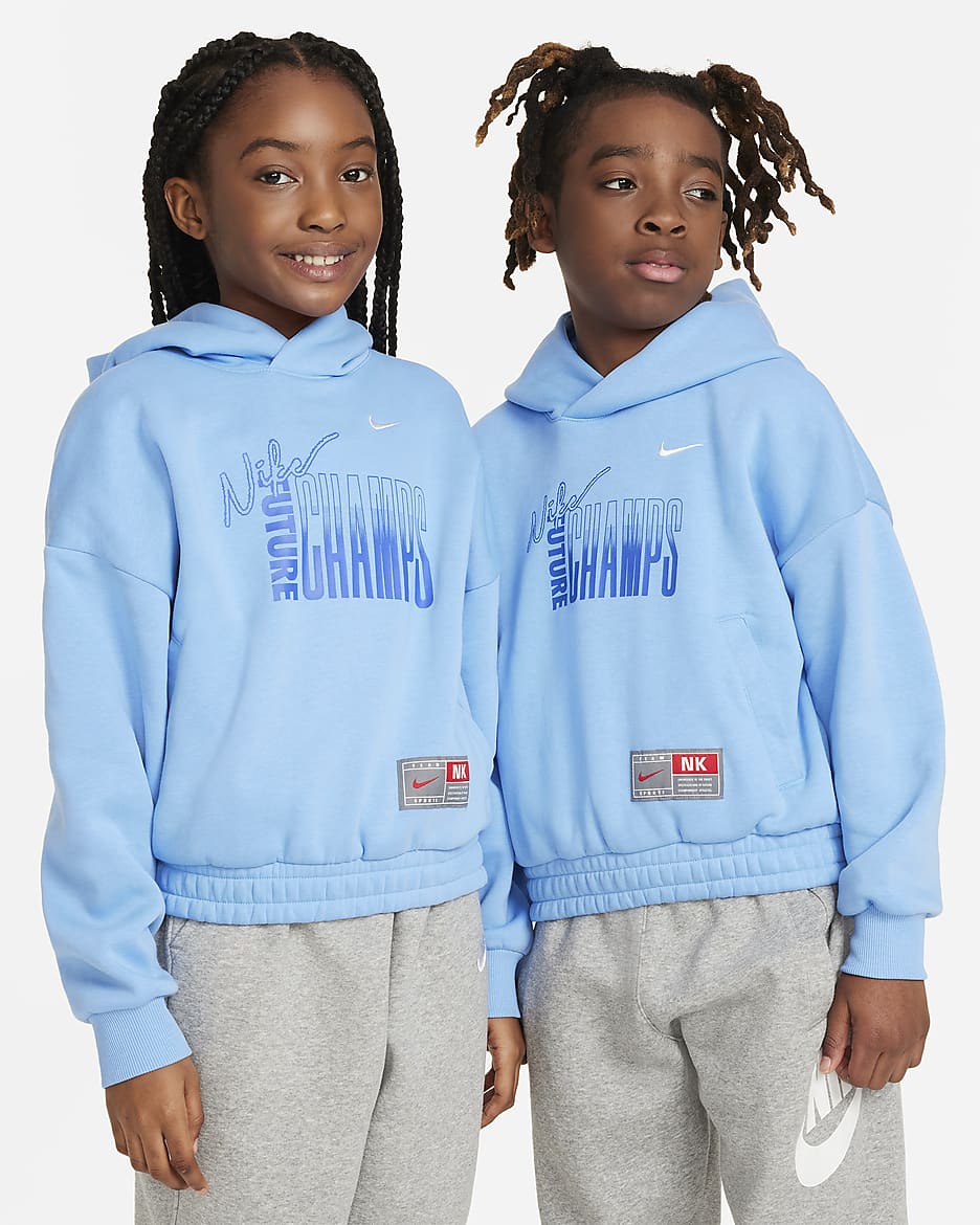 Sudadera con gorro sin cierre de tejido Fleece para niños talla grande Nike Culture of Basketball - Azul universitario/Blanco