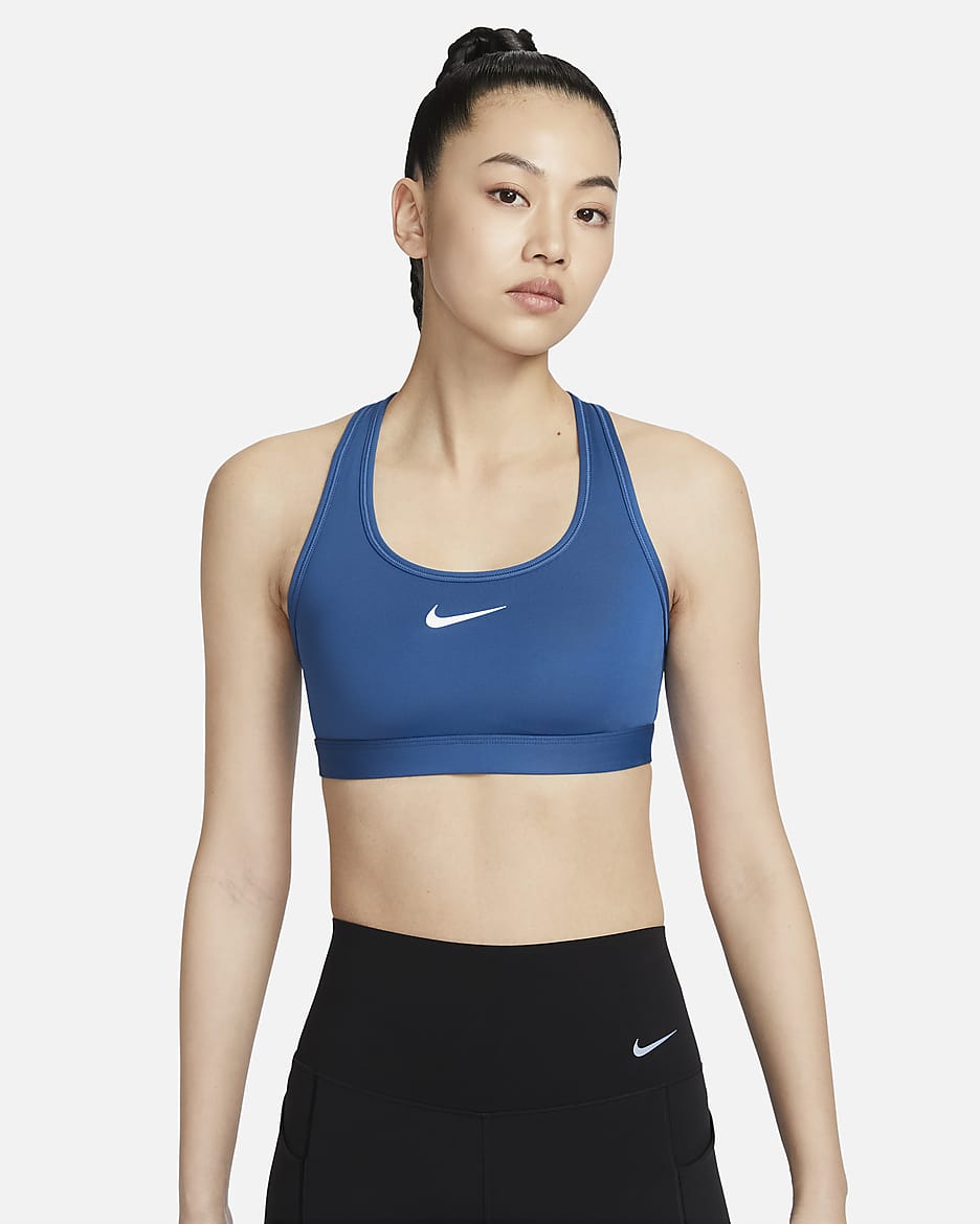 Nike Swoosh Medium Support Women's Padded Sports Bra - Court Blue/White